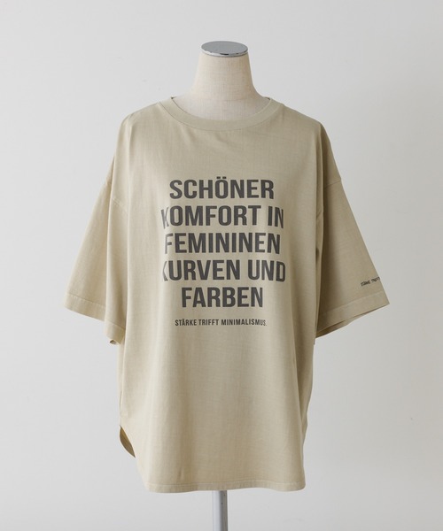 PUAL CE CIN(ピュアルセシン)の「オーガニックコットンロゴプリントT(Tシャツ/カットソー・レディース・オフホワイト/キャメル/ベージュ・FREE)」の9枚目の写真