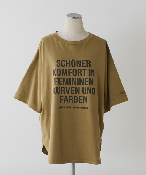 PUAL CE CIN(ピュアルセシン)の「オーガニックコットンロゴプリントT(Tシャツ/カットソー・レディース・オフホワイト/キャメル/ベージュ・FREE)」の8枚目の写真