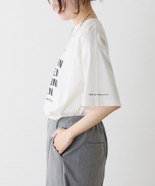 PUAL CE CIN(ピュアルセシン)の「オーガニックコットンロゴプリントT(Tシャツ/カットソー・レディース・オフホワイト/キャメル/ベージュ・FREE)」の19枚目の写真