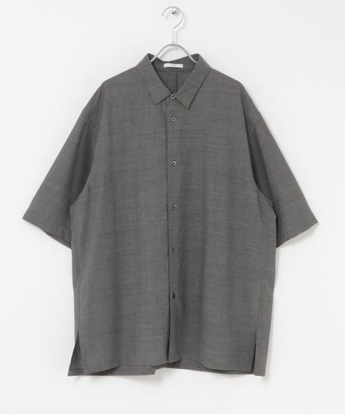 ATON(エイトン)の「『別注』ATON×URBAN RESEARCH WOOL GAUZE SHORT-SLEEVE SHIRTS(シャツ/ブラウス・メンズ・グレー/ネイビー・4/6)」の8枚目の写真