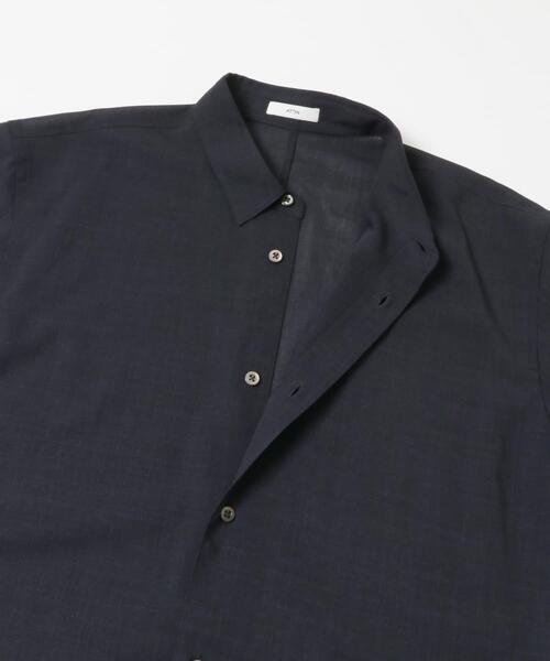 ATON(エイトン)の「『別注』ATON×URBAN RESEARCH WOOL GAUZE SHORT-SLEEVE SHIRTS(シャツ/ブラウス・メンズ・グレー/ネイビー・4/6)」の15枚目の写真