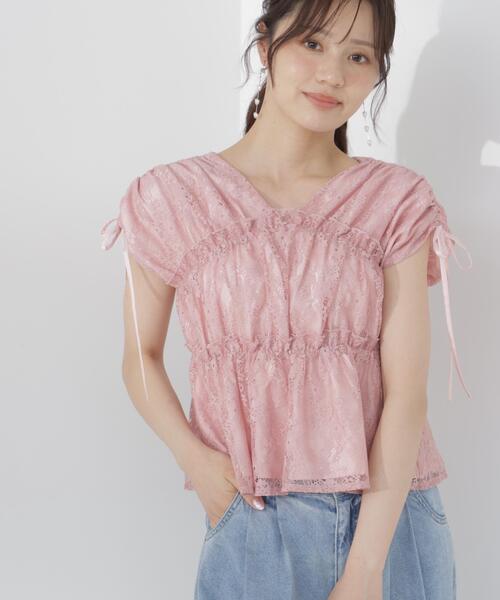 PROPORTION BODY DRESSING(プロポーションボディドレッシング)の「レースギャザーブラウス / 1216210600(シャツ/ブラウス・レディース・ホワイト系その他/ピンク/ブラック・SMALL/MEDIUM)」の3枚目の写真