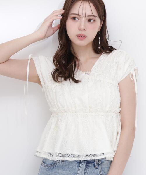 PROPORTION BODY DRESSING(プロポーションボディドレッシング)の「レースギャザーブラウス / 1216210600(シャツ/ブラウス・レディース・ホワイト系その他/ピンク/ブラック・SMALL/MEDIUM)」の6枚目の写真