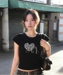 MUCENT（ムセント）の「◇MUCENT◇ブランド直輸入正規品 サイズが選べる シエラ レオパード ハート ハーフ T ユニセックス SIERRA LEOPARD HEART HALF T UNISEX（Tシャツ/カットソー）」