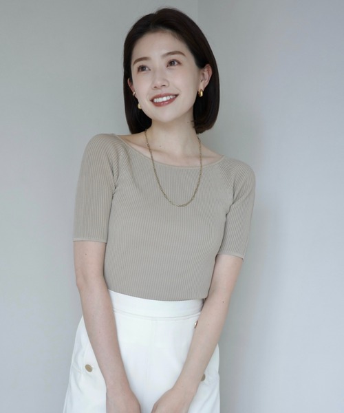 anuans（アニュアンス）の「リュクスビスコースハーフスリーブプルオーバー（ニット/セーター・レディース・サックスブルー/ブラック/ベージュ/ホワイト・FREE）」の13枚目の写真