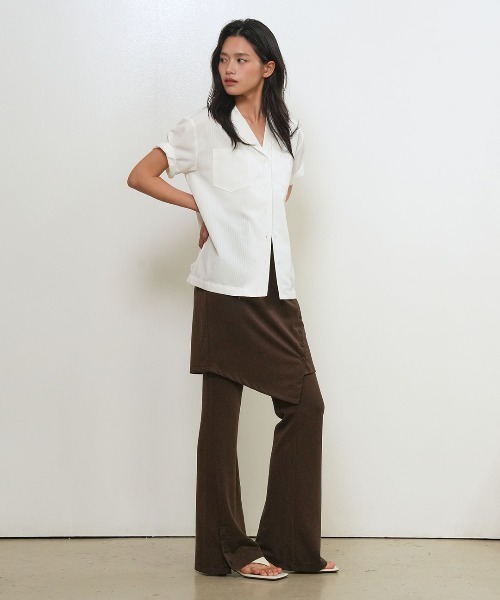 GENERAL IDEA(ジェネラルアイデア)の「【GENERAL IDEA】ボタンスリット スカートセットパンツ / BUTTON SLIT SKIRT-LAYERED PANTS SET(スラックス・レディース・ブラック/ブラウン・L/M/S)」の6枚目の写真