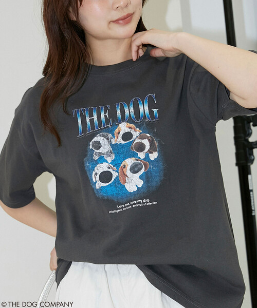 PUBLUX(パブリュクス)の「PUBLUX/パブリュクス THE DOG / バンド風 Tシャツ 限定展開(Tシャツ/カットソー・レディース・ライトグレー/チャコールグレー/オフホワイト・フリ-)」の3枚目の写真