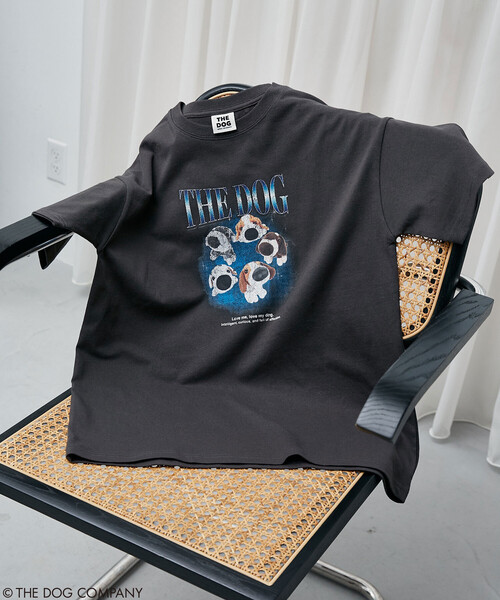 PUBLUX(パブリュクス)の「PUBLUX/パブリュクス THE DOG / バンド風 Tシャツ 限定展開(Tシャツ/カットソー・レディース・ライトグレー/チャコールグレー/オフホワイト・フリ-)」の5枚目の写真