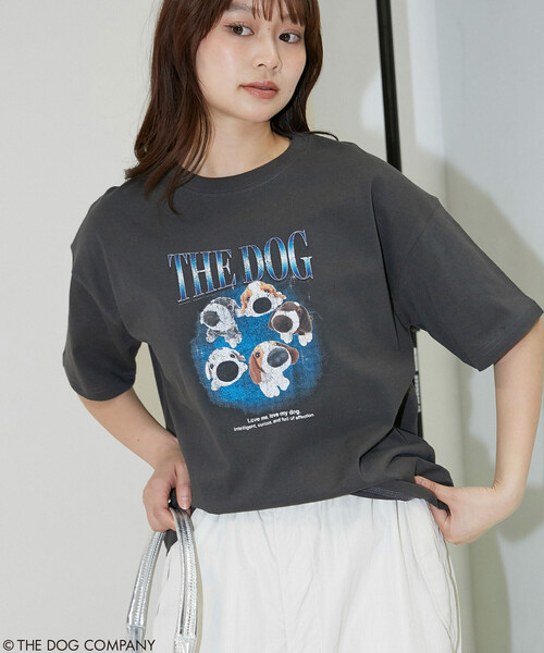 PUBLUX(パブリュクス)の「PUBLUX/パブリュクス THE DOG / バンド風 Tシャツ 限定展開(Tシャツ/カットソー・レディース・ライトグレー/チャコールグレー/オフホワイト・フリ-)」の6枚目の写真