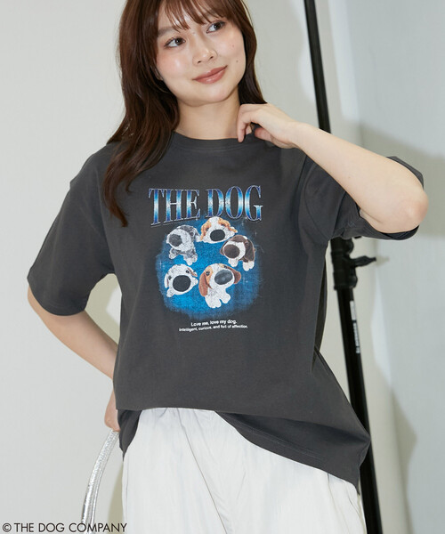 PUBLUX(パブリュクス)の「PUBLUX/パブリュクス THE DOG / バンド風 Tシャツ 限定展開(Tシャツ/カットソー・レディース・ライトグレー/チャコールグレー/オフホワイト・フリ-)」の8枚目の写真