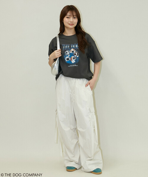 PUBLUX(パブリュクス)の「PUBLUX/パブリュクス THE DOG / バンド風 Tシャツ 限定展開(Tシャツ/カットソー・レディース・ライトグレー/チャコールグレー/オフホワイト・フリ-)」の11枚目の写真