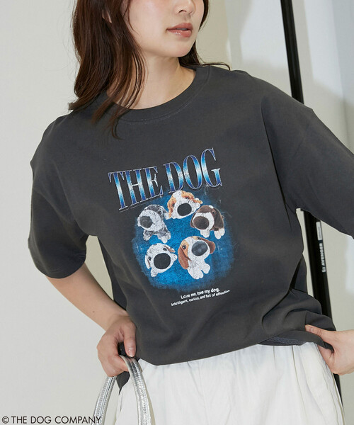 PUBLUX(パブリュクス)の「PUBLUX/パブリュクス THE DOG / バンド風 Tシャツ 限定展開(Tシャツ/カットソー・レディース・ライトグレー/チャコールグレー/オフホワイト・フリ-)」の12枚目の写真