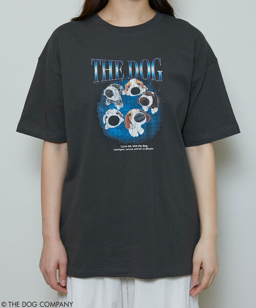 PUBLUX(パブリュクス)の「PUBLUX/パブリュクス THE DOG / バンド風 Tシャツ 限定展開(Tシャツ/カットソー・レディース・ライトグレー/チャコールグレー/オフホワイト・フリ-)」の16枚目の写真