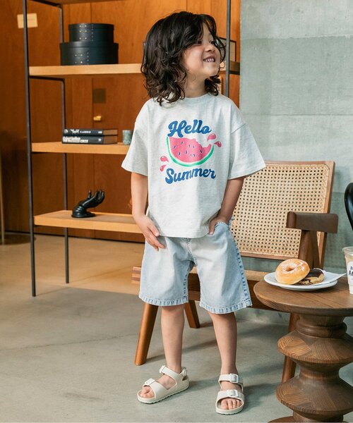BREEZE(ブリーズ)の「リゾートグラフィック半袖Tシャツ(Tシャツ/カットソー・キッズ・オフホワイト/イエロー/グレー/ピンク/チャコール/ミント・140/130/120/110/100/90/80)」の9枚目の写真