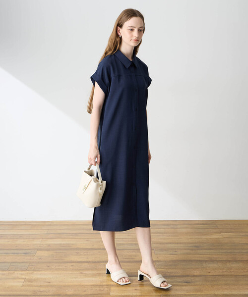 LE SOUK HOLIDAY(ルスークホリデー)の「リネンライクシャツワンピース【接触冷感・ポケットあり】(ワンピース・レディース・ネイビー/チャコールグレー・M/L)」の18枚目の写真