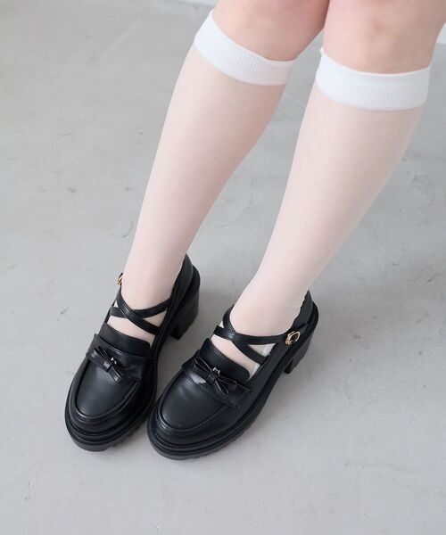 MAJESTIC LEGON(マジェスティックレゴン)の「取り外しリボンクロスローファー(ローファー・レディース・ブラック/ブラウン・SMALL/X-LARGE/LARGE/MEDIUM)」の17枚目の写真
