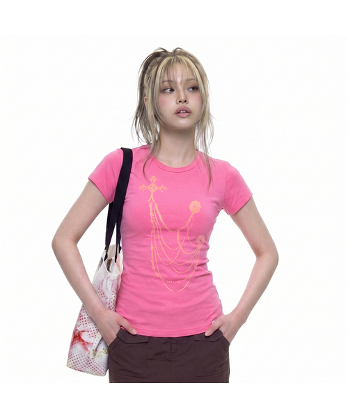 GRAVER（グレーバー）の「[ウーマン]RICH GIRL ベイビーTシャツ_3カラー（Tシャツ/カットソー・レディース・PINK/ミント/ホワイト・ONE SIZE）」の3枚目の写真