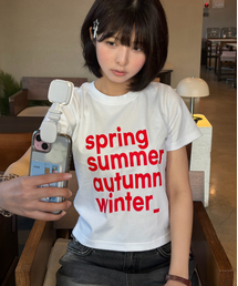 DTFフォーシーズンクールコットンウィメンズクロップ半袖Tシャツホワイト