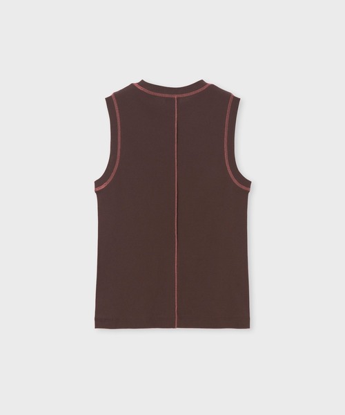 Paul Smith(ポールスミス)の「ウィメンズ コントラストステッチ ノースリーブ / 265028 J289(タンクトップ・レディース・ホワイト/ブラック/ブラウン・MEDIUM)」の10枚目の写真