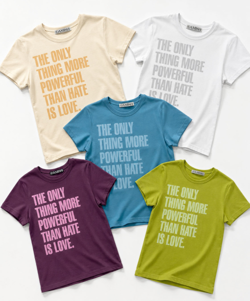DAMISH（ダミシュ）の「シルケットコットンレタリングスリムTシャツ_ブルー（Tシャツ/カットソー・レディース・ブルー・OS）」の5枚目の写真