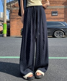 ラインストーンドットワイドパンツ