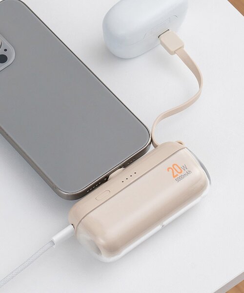 BIRTHDAY BAR(バースデイバー)の「USB急速充電モバイルバッテリーUSB PD(パワーデリバリー)対応 20W(スマホグッズ・レディース・ベージュ・0)」の1枚目の写真