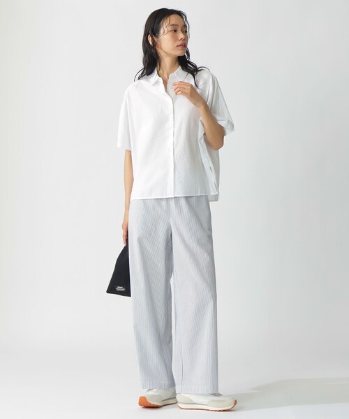 ECOALF(エコアルフ)の「MELANIA サッカー シャツ / MELANIA SEERSUCKER SHIRT WOMAN(シャツ/ブラウス・レディース・ホワイト/ダークネイビー・FREE)」の4枚目の写真