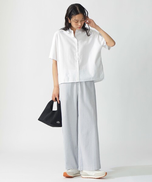 ECOALF(エコアルフ)の「MELANIA サッカー シャツ / MELANIA SEERSUCKER SHIRT WOMAN(シャツ/ブラウス・レディース・ホワイト/ダークネイビー・FREE)」の5枚目の写真