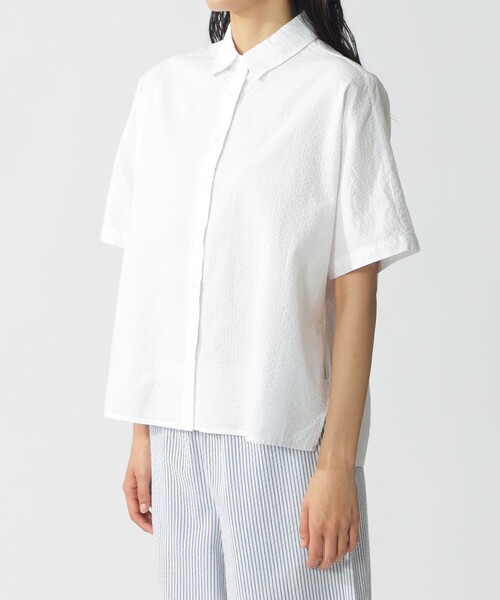 ECOALF(エコアルフ)の「MELANIA サッカー シャツ / MELANIA SEERSUCKER SHIRT WOMAN(シャツ/ブラウス・レディース・ホワイト/ダークネイビー・FREE)」の8枚目の写真