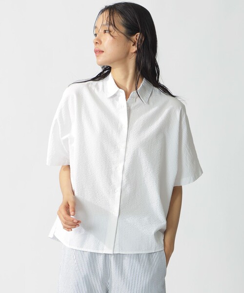 ECOALF(エコアルフ)の「MELANIA サッカー シャツ / MELANIA SEERSUCKER SHIRT WOMAN(シャツ/ブラウス・レディース・ホワイト/ダークネイビー・FREE)」の14枚目の写真