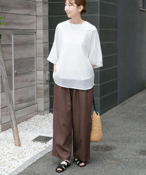 ITEMS URBANRESEARCH(アイテムズ アーバンリサーチ)の「オーガンジーレイヤードTシャツ(Tシャツ/カットソー・レディース・ベージュ/グレー/ホワイト・FREE)」の8枚目の写真