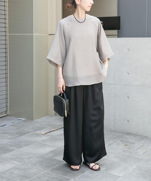 ITEMS URBANRESEARCH(アイテムズ アーバンリサーチ)の「オーガンジーレイヤードTシャツ(Tシャツ/カットソー・レディース・ベージュ/グレー/ホワイト・FREE)」の16枚目の写真