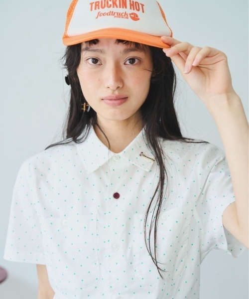 common gull products.（コモンガルプロダクツ）の「白昼の眠気にドットタイトシャツ（シャツ/ブラウス・レディース・アイボリー/ホワイト系/レッド系・SMALL/MEDIUM/LARGE）」の18枚目の写真