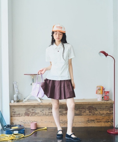 common gull products.（コモンガルプロダクツ）の「白昼の眠気にドットタイトシャツ（シャツ/ブラウス・レディース・アイボリー/ホワイト系/レッド系・SMALL/MEDIUM/LARGE）」の20枚目の写真