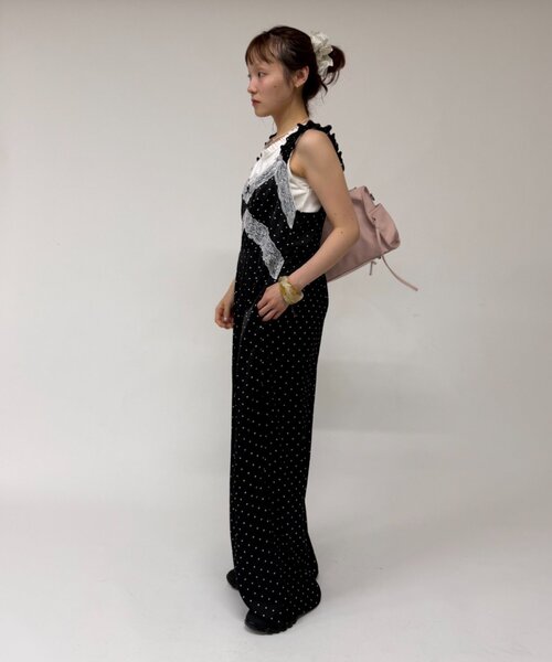 w closet(ダブルクローゼット)の「ドットキャミサロペット(その他パンツ・レディース・ブラック/オフホワイト/ボルドー・SMALL/MEDIUM)」の5枚目の写真