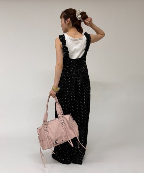 w closet(ダブルクローゼット)の「ドットキャミサロペット(その他パンツ・レディース・ブラック/オフホワイト/ボルドー・SMALL/MEDIUM)」の4枚目の写真