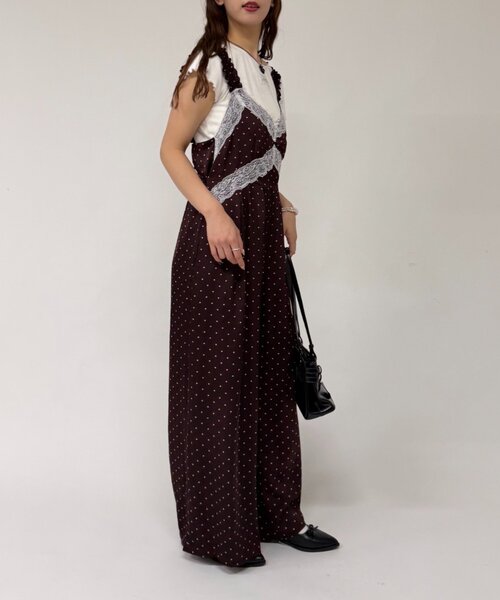 w closet(ダブルクローゼット)の「ドットキャミサロペット(その他パンツ・レディース・ブラック/オフホワイト/ボルドー・SMALL/MEDIUM)」の15枚目の写真