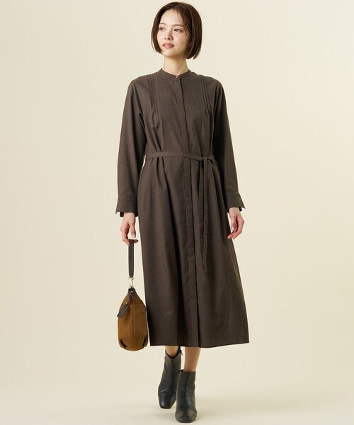 J.PRESS(ジェイプレス)の「Pe キュプラ Light ツイル ピーチ ウール ライク シャツ ワンピース(シャツワンピース・レディース・グレー系/ブラウン系・9/11)」の5枚目の写真