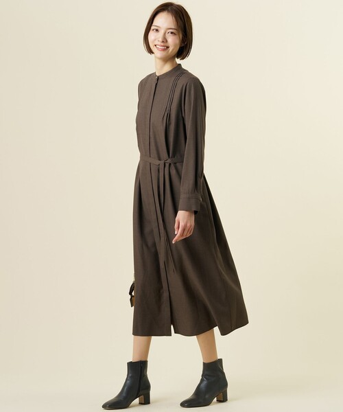 J.PRESS(ジェイプレス)の「Pe キュプラ Light ツイル ピーチ ウール ライク シャツ ワンピース(シャツワンピース・レディース・グレー系/ブラウン系・9/11)」の6枚目の写真