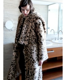 miies miim（ミーエスミーム）の「mink like leopard scarf long coat（テーラードジャケット）」