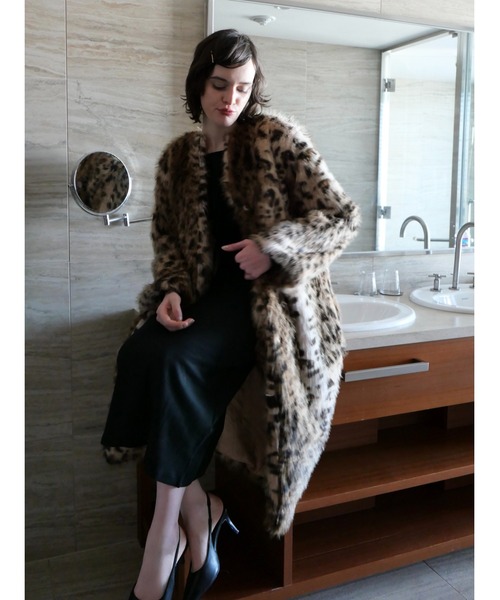 miies miim(ミーエスミーム)の「mink like leopard scarf long coat(テーラードジャケット・レディース・レオパード・FREE)」の7枚目の写真