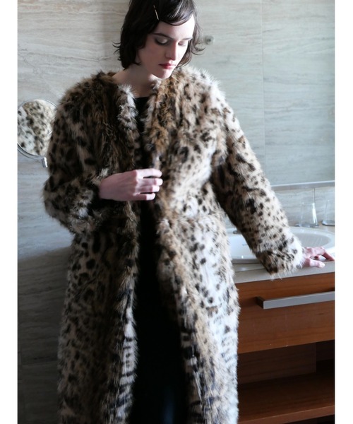 miies miim(ミーエスミーム)の「mink like leopard scarf long coat(テーラードジャケット・レディース・レオパード・FREE)」の4枚目の写真