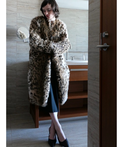 miies miim(ミーエスミーム)の「mink like leopard scarf long coat(テーラードジャケット・レディース・レオパード・FREE)」の3枚目の写真