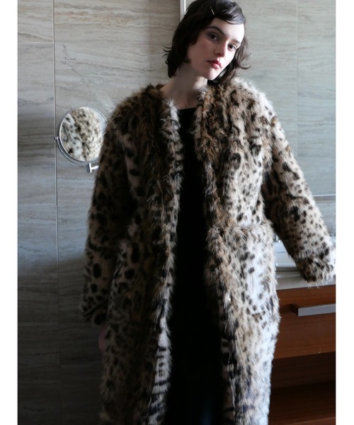 miies miim(ミーエスミーム)の「mink like leopard scarf long coat(テーラードジャケット・レディース・レオパード・FREE)」の5枚目の写真