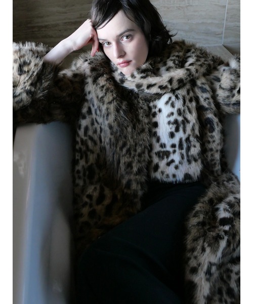 miies miim(ミーエスミーム)の「mink like leopard scarf long coat(テーラードジャケット・レディース・レオパード・FREE)」の14枚目の写真