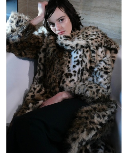 miies miim(ミーエスミーム)の「mink like leopard scarf long coat(テーラードジャケット・レディース・レオパード・FREE)」の8枚目の写真