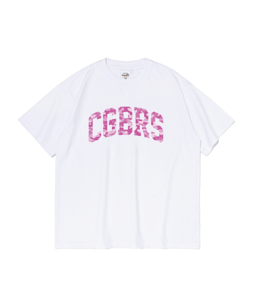 CARGOBROS FOR WOMAN(カーゴブロスフォーウィメン)の「シグネチャーパターンロゴ半袖Tシャツ(ホワイトピンク)(Tシャツ/カットソー・レディース・その他・2XL/MEDIUM/LARGE/SMALL/X-LARGE)」の1枚目の写真