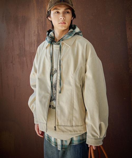 niko and...(ニコアンド)の「フェイクスエードショートブルゾン(ブルゾン・メンズ・ブラック/キャメル/アイボリー・LARGE/MEDIUM)」の1枚目の写真