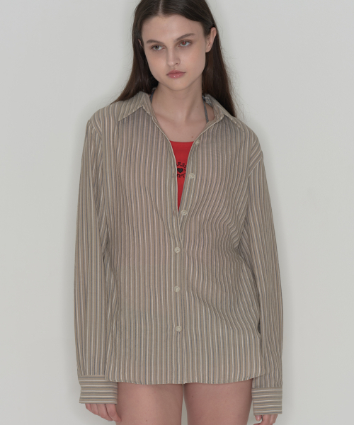 THIRSTYCLUB(サースティークラブ)の「3way stripe shirts (side buttons) - Brown(シャツ/ブラウス・レディース・その他・FREE)」の3枚目の写真