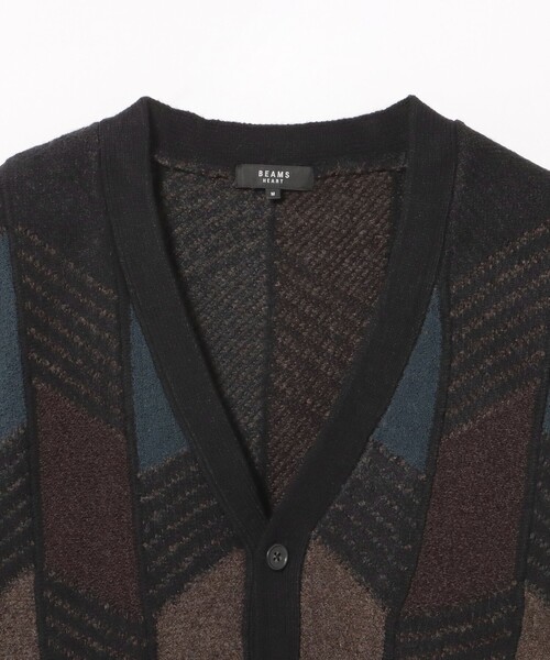 BEAMS HEART(ビームスハート)の「レトロ ジャカード Vネックカーディガン(ニット/セーター・メンズ・ブラック/ブラウン・SMALL/MEDIUM/LARGE)」の4枚目の写真